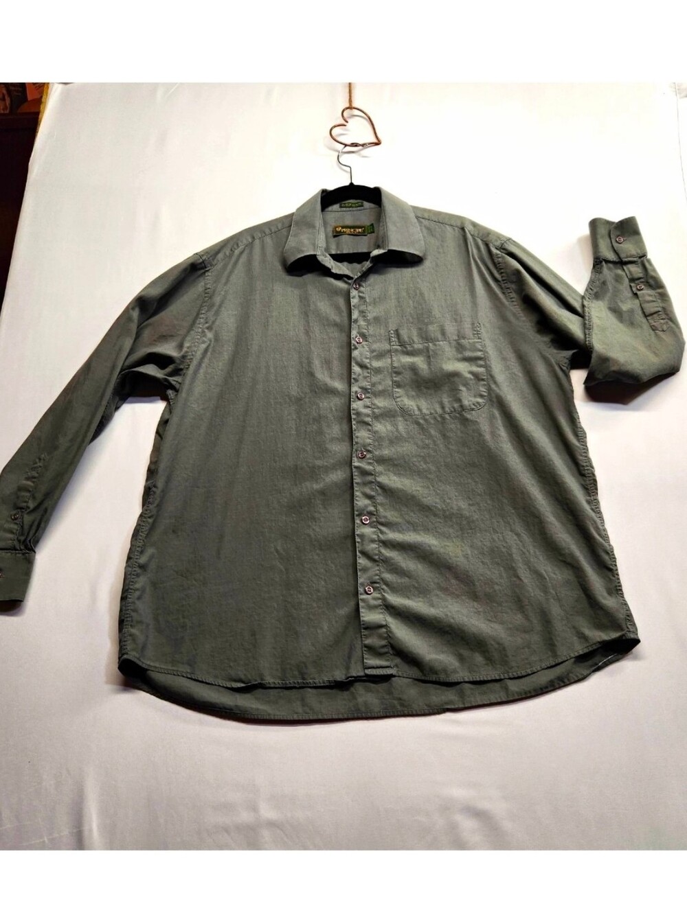 ⭐️Principe Italy Mens Dress Shirt Gray Long Sleeve Cotton 17.5 44 L XL 